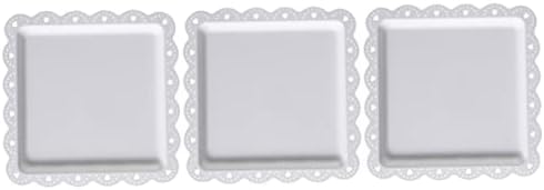Fruit Bowl Square Cake Tray Dessert Plate 3pcs Plastic Luxury White