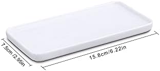 White Ceramic Vanity Tray Small Rectangle Bathroom Organizer