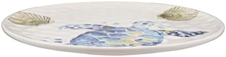Ebros Nautical Marine Coastal Blue And White Sea Turtle Dinnerware