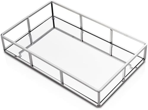 Stylish Silver Tray with Mirror for Perfumes Juice and more
