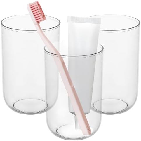 Set of 3 Crystal Clear Toothbrush Holders 135oz Reusable BathroomT_ACCESSORIES