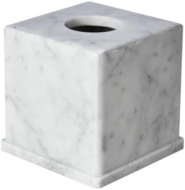 Natural Marble Tissue Box Cover Carrara White 6x6x57in Square Holder