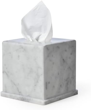 Natural Marble Tissue Box Cover Carrara White 6x6x57in Square Holder