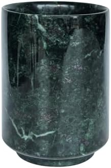 Natural Handcrafted Green Marble and Jade Pen Holder Organizer Cup Multi-Use