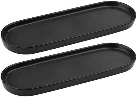 VanEnjoy Set of 2 Black Vanity Trays for Sink Counter Organization