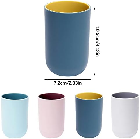 Bathroom Cups Set of 4 in 330ml - Unbreakable Reusable Plastic Toothbrush Holder Tumbler