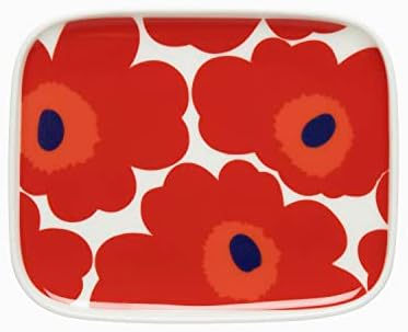 Unikko Oiva Stoneware Plate - Red White 6 in x 5 in