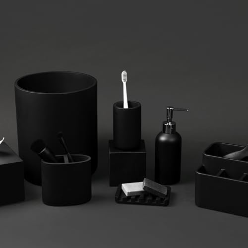 Essentra Home Matte Black Tumbler for Vanity Pencil Pen Makeup Brush Holder