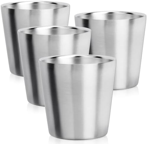Beasea Stainless Steel Cups Double-Insulated Stackable 6oz x4