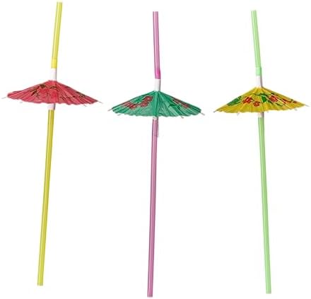 Comfy Package 50-Count Umbrella Straws - Assorted Colors Swizzle Sticks - LGPL for Hawaiian Beach Cocktail Luau Party