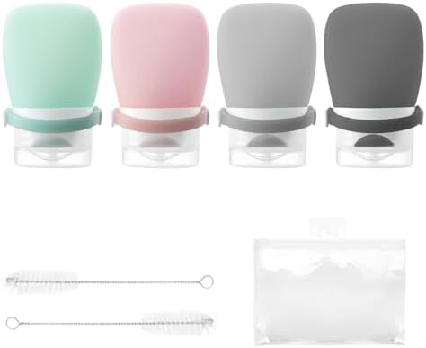 4Pcs Squeeze Salad Dressing Bottles with Bandage Leakproof and 2 Cleaning Brush Set