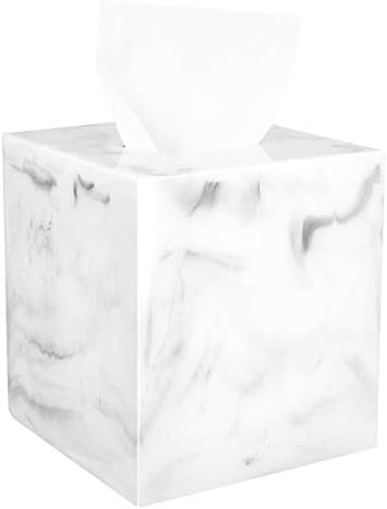 Luxspire Resin Tissue Box Cover Holder Marble White