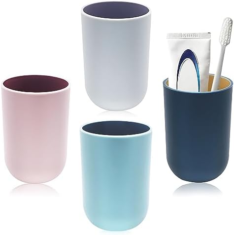 4PCS Bathroom Tumbler Toothbrush Cup Holder Durable Eco-Friendly