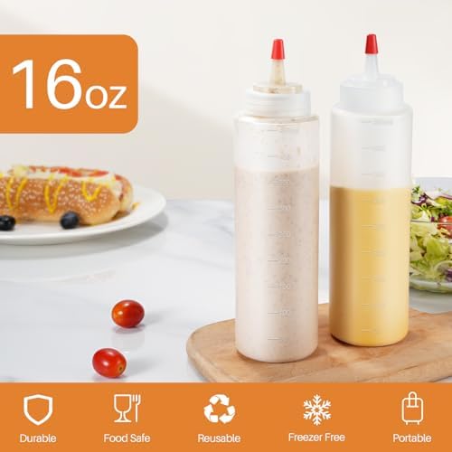 Sopito Squeeze Bottles Leaks-Proof Sturdy transparent 16 oz 6-Piece Set