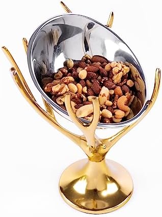 Stainless Steel Brass Branch Footed Bowl by GUTE