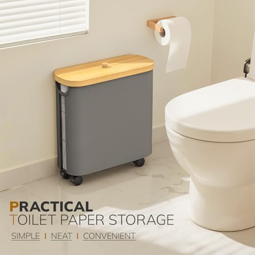 Compact Bamboo Toilet Paper Holder