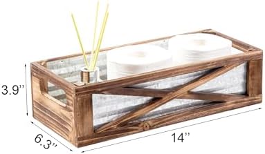 Modern Farmhouse Rustic Wooden Toilet Tank Basket Vural Decor