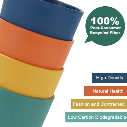 Homienly Wheat Straw Drinking Cups - Set of 6 12 OZ Unbreakable Dishwasher Safe