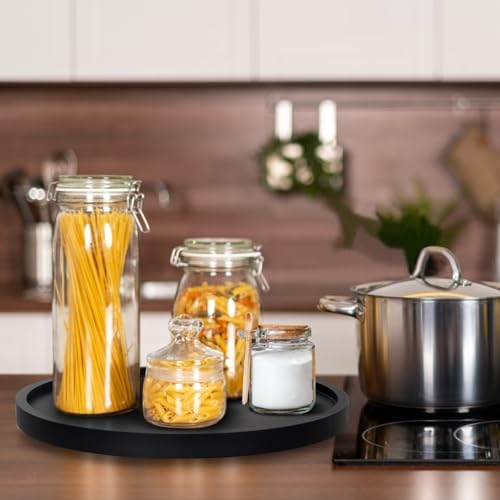Black Wooden Shooting Lazy Susan descrip