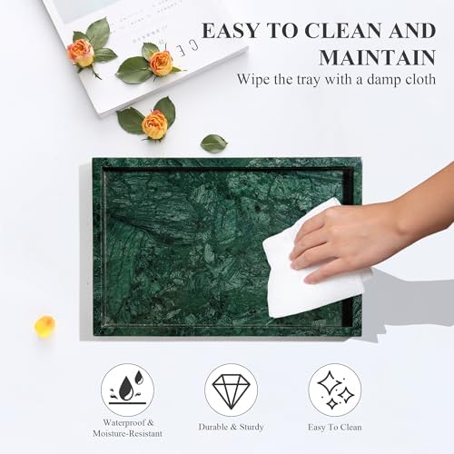 Elegant Real Natural Marble Vanity Tray Dark Green