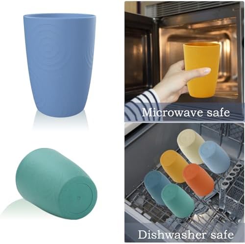 Homienly Wheat Straw Drinking Cups - Set of 6 12 OZ Unbreakable Dishwasher Safe