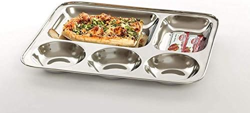 4-Piece Stainless Steel Rectangular Thali Plates Multipurpose Use BPA-Free Eco-Friendly