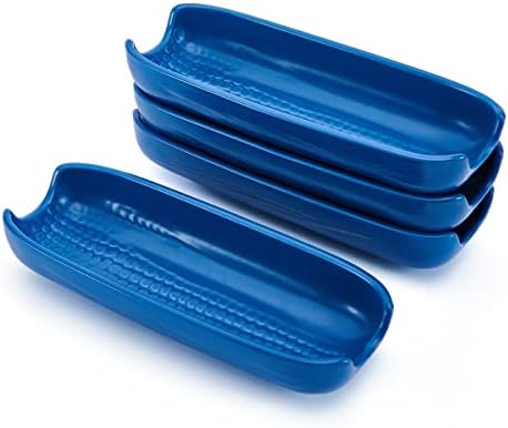 Pfaltzgraff Callie Stoneware Corn Dishes Set of 4 Blue Handles
