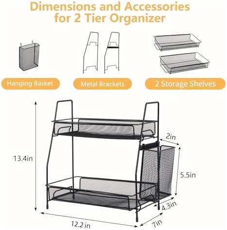 Bath Organizer 2-Tier Storage Tray for Countertops