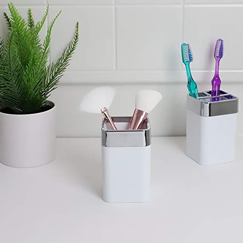 Home Basics Square Matte White Chrome Tumbler