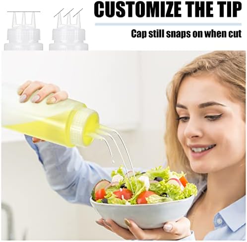 Dingion 8 Pcs 3 Hole Condiment Squeeze Bottles