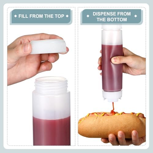 4 Pcs 24 oz Inverted Plastic Squeeze Bottles