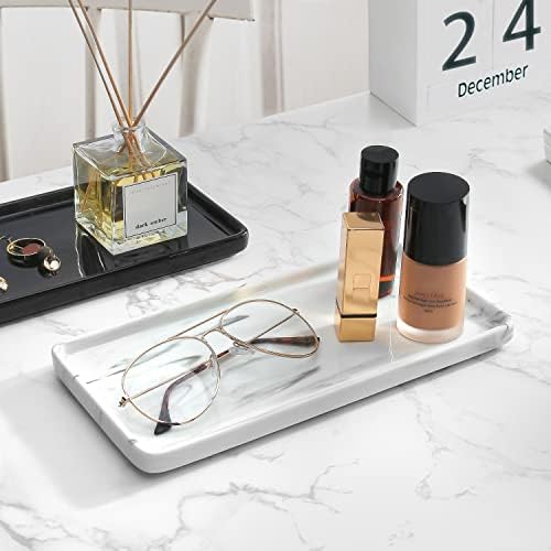 10 Ceramic White Marble Tray for Bathroom Kitchen Home