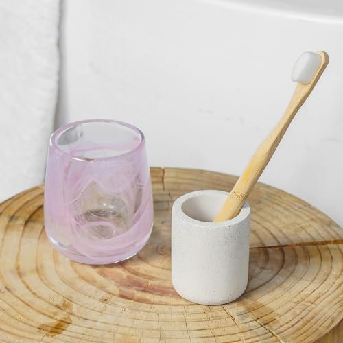 Premium Pink Glass Tumbler Decorative Toothbrush Cup