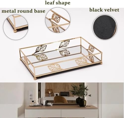 Golden tray for makeup mirrors jewelry