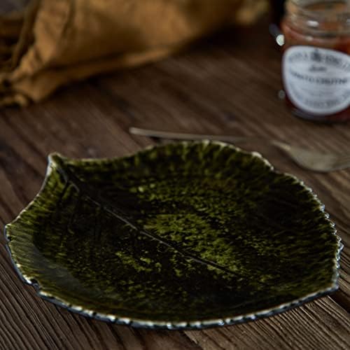 Elegant Costa Nova Riceira Collection Hydrangea Leaf Dark Green Dinner Plate