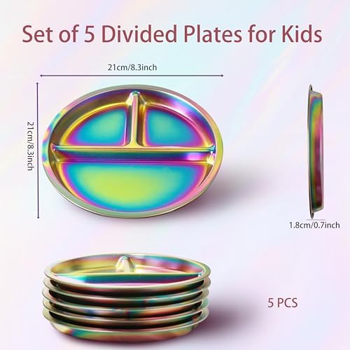 5-Piece Child-Proof Stainless Steel Plates