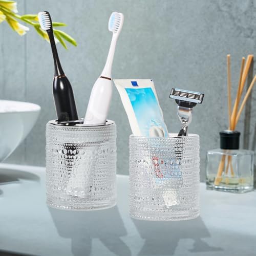 Tonxus Glass Toothbrush Holder Mouthwash Cup Safe Elegant for Daily Use