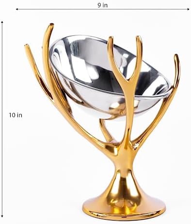Stainless Steel Brass Branch Footed Bowl by GUTE