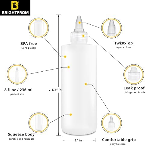 BRIGHTFROM 8 oz Condiment Squeeze Bottles 2 pack