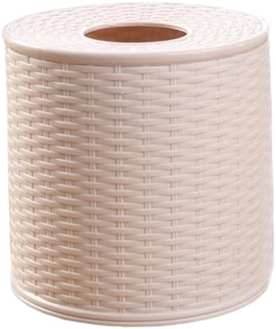 Round Imitation Rattan Toilet Paper Cover for Bathroom Kitchen Office