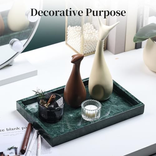 Elegant Real Natural Marble Vanity Tray Dark Green