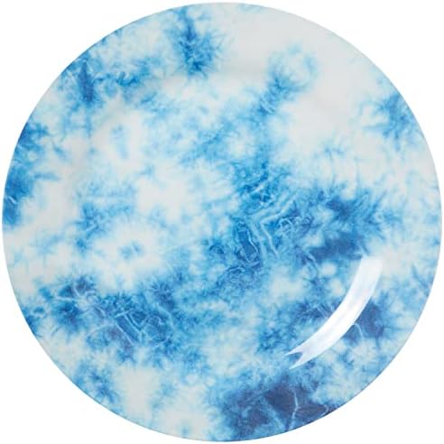 CR Gibson Americana Tie Dye Reusable Set 9 Dinner Plates Blue