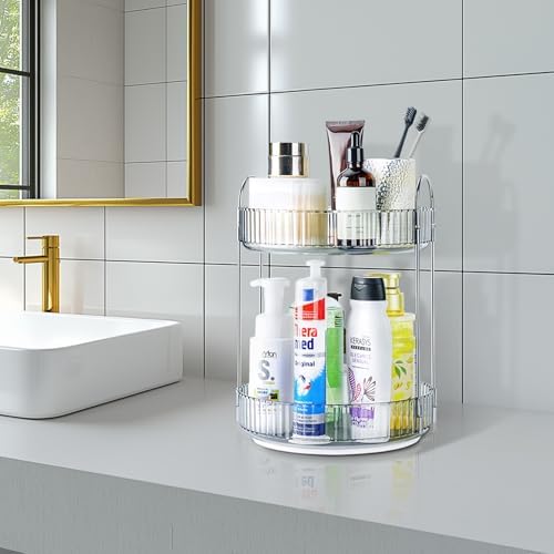 360 Rotating Makeup Organizer 2 Tier Magnetic Vanity Case