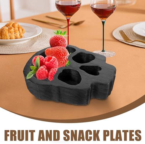 Alipis Halloween Wooden Skull Bowl Charcuterie Board