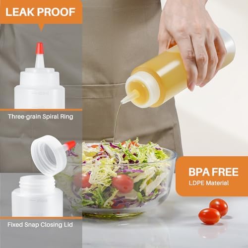 Sopito Squeeze Bottles Leaks-Proof Sturdy transparent 16 oz 6-Piece Set