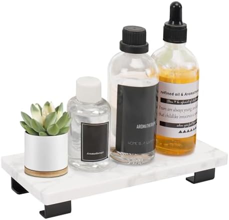 Luxury Compact Marble Vanity Tray for Bathrooms Kitchens Black Winmien