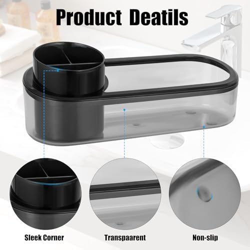 Space-Saving Black Toothbrush Holder for Bathrooms