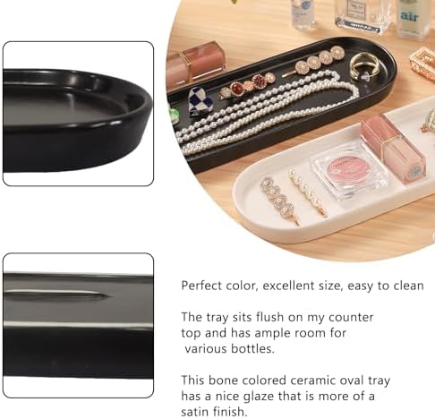 VanEnjoy Set of 2 Black Vanity Trays for Sink Counter Organization