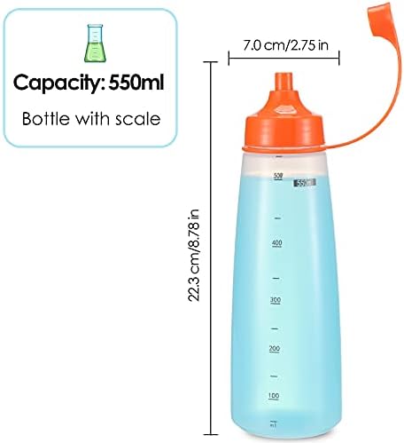 Ondiomn Condiment Squeeze Bottles Wide Mouth 3 Pack 550ml BPA Free