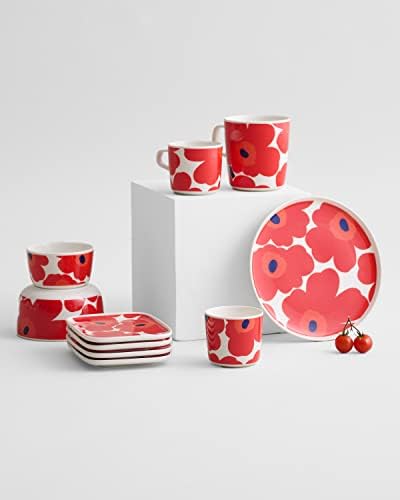 Unikko Oiva Stoneware Plate - Red White 6 in x 5 in